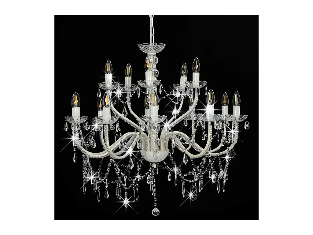 Lámpara de araña con 2 capas blanco 15 bombillas x E14 ES363141