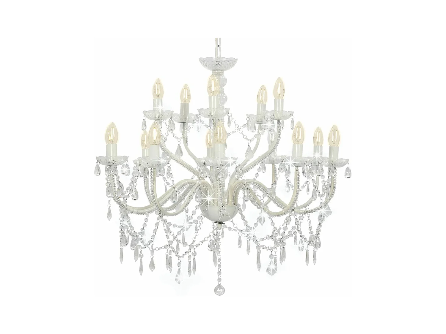 Lámpara de araña con 2 capas blanco 15 bombillas x E14 ES363141