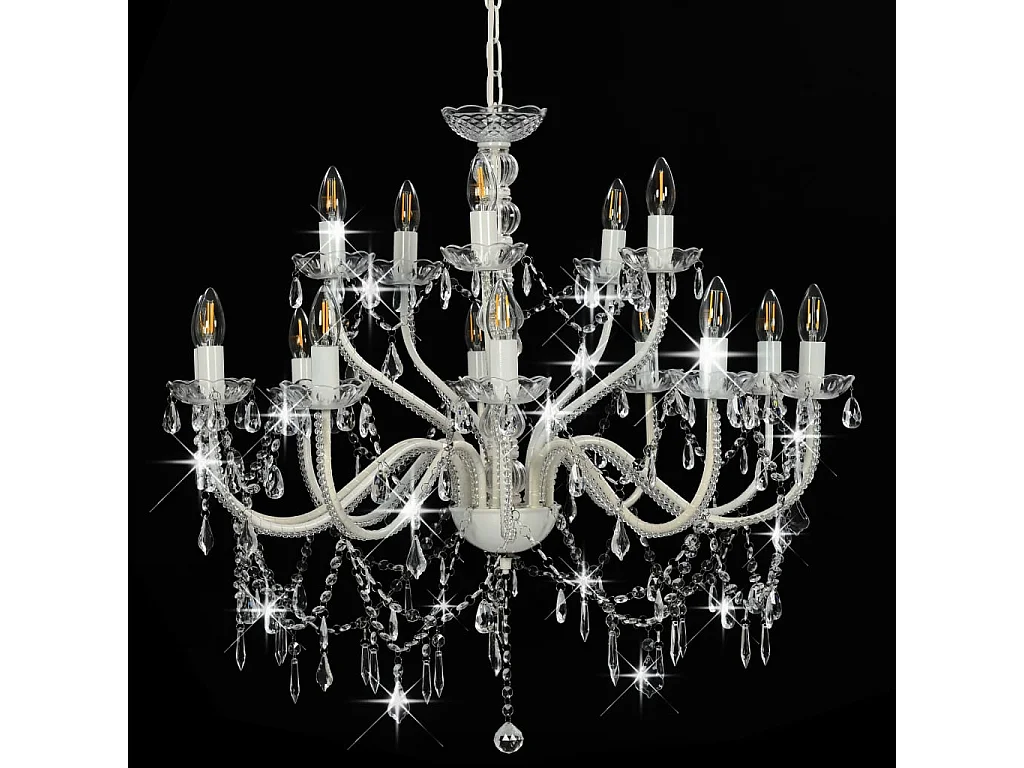 Lustre 2 couches Blanc 15 ampoules E14 FR892843