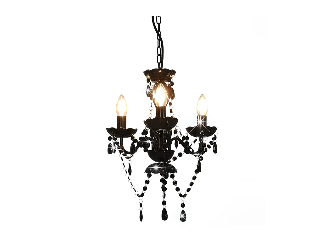 Lustre avec perles Noir Rond 3 x E14 FR903731