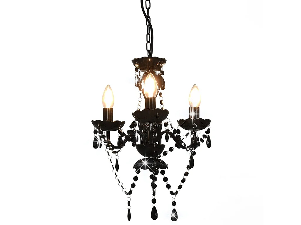 Lustre avec perles Noir Rond 3 x E14 FR903731