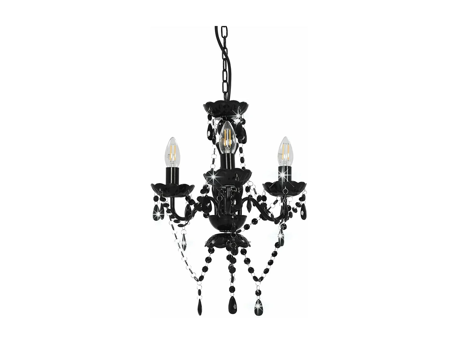 Lustre avec perles Noir Rond 3 x E14 FR903731