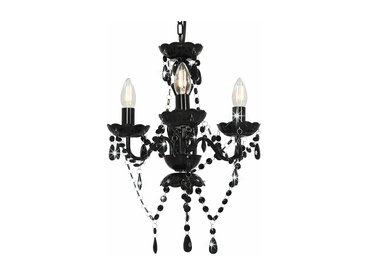 Lustre avec perles Noir Rond 3 x E14 FR903731
