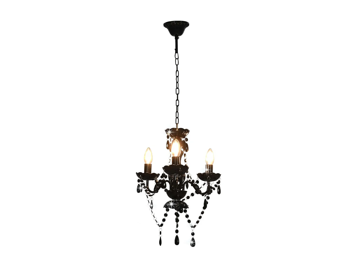 Lustre avec perles Noir Rond 3 x E14 FR903731