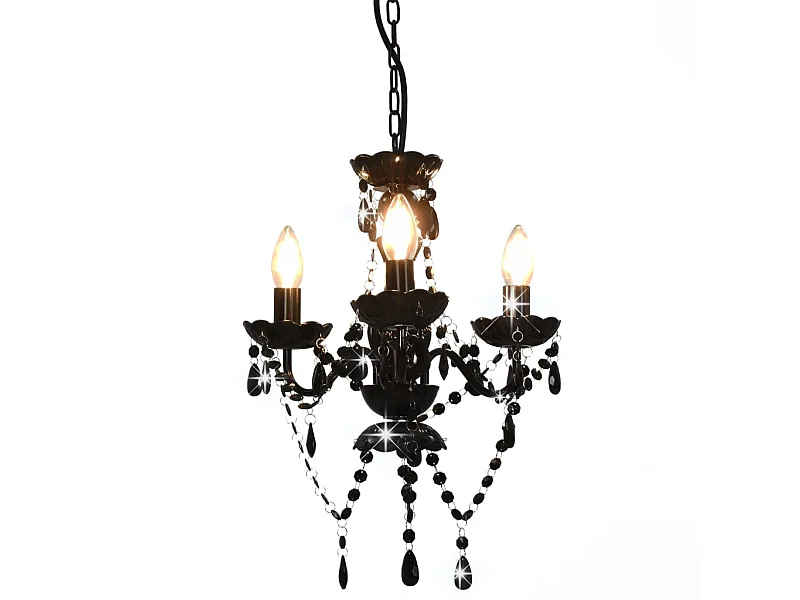 Lustre com contas redondo 3 x E14 preto PT722202