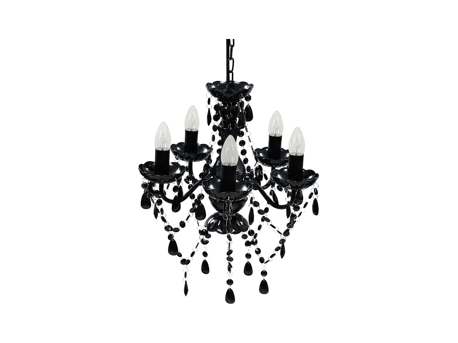 Lustre avec 5 ampoules Crystal noir FR859365