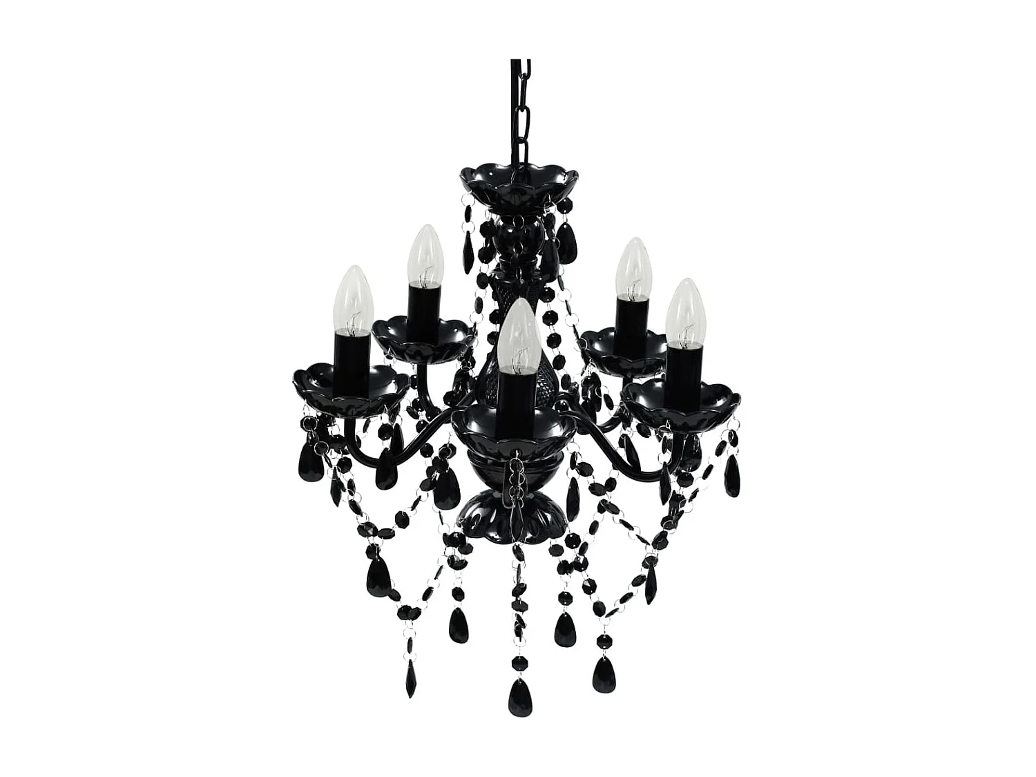 Lustre avec 5 ampoules Crystal noir FR859365