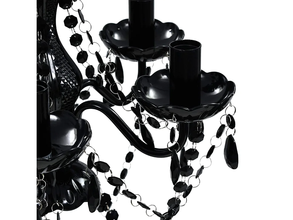 Lustre avec 5 ampoules Crystal noir FR859365