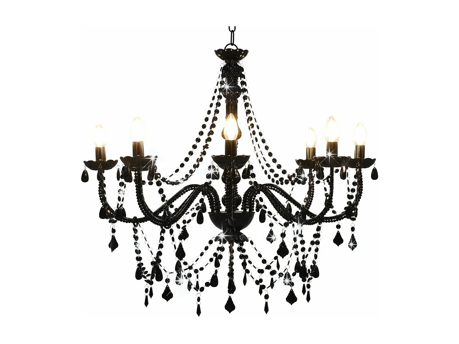 Lustre à perles Noir 8 ampoules E14 FR890961