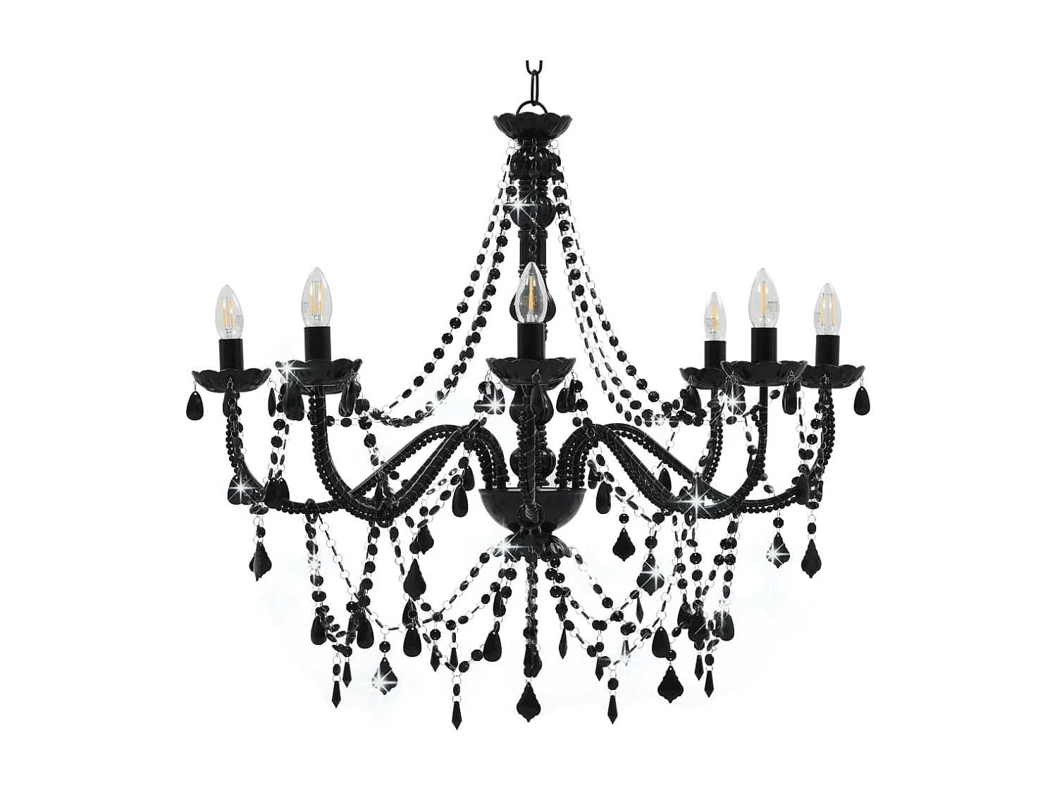 Lustre à perles Noir 8 ampoules E14 FR890961