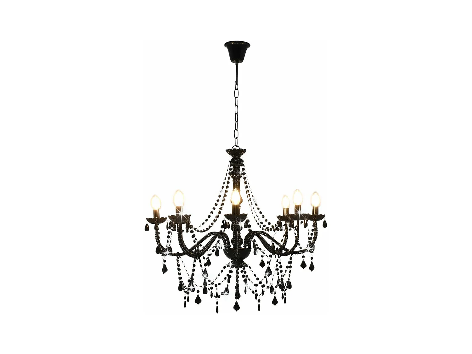 Lustre à perles Noir 8 ampoules E14 FR890961