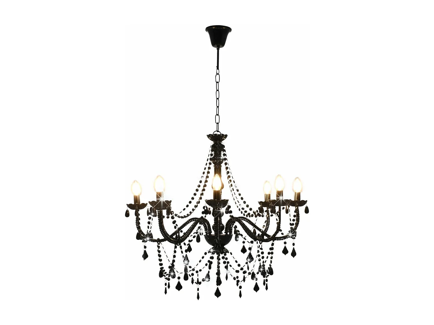 Lustre à perles Noir 8 ampoules E14 FR890961