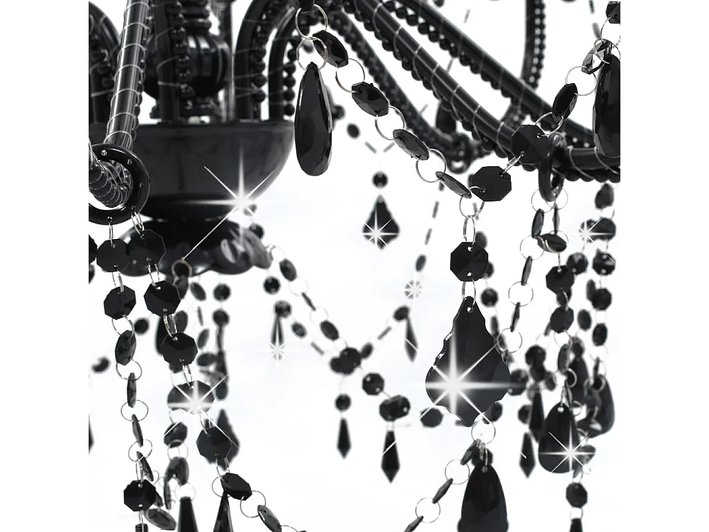 Lustre à perles Noir 8 ampoules E14 FR890961