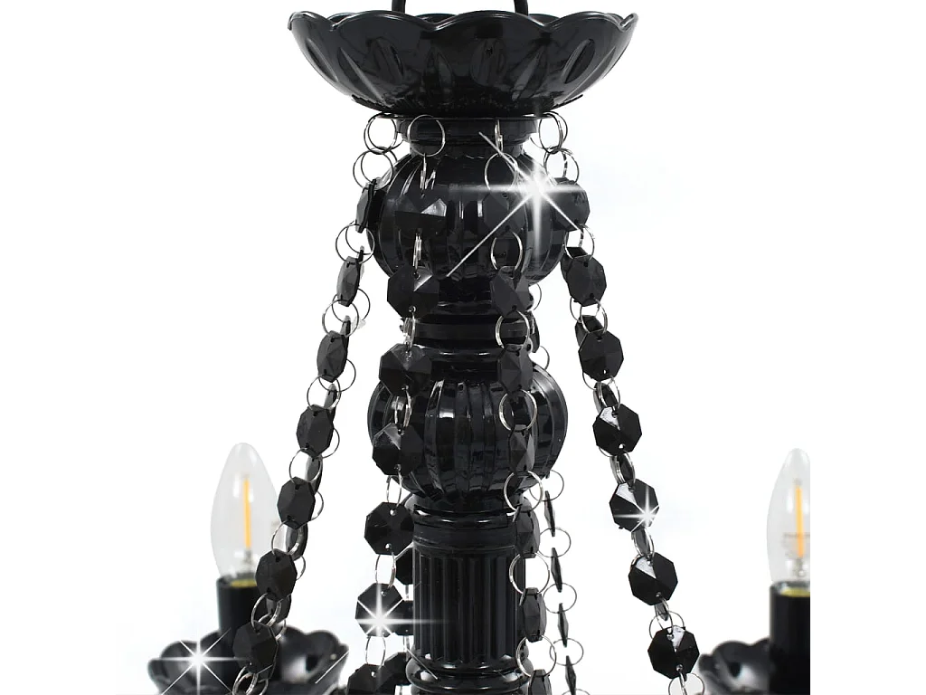 Lustre à perles Noir 8 ampoules E14 FR890961