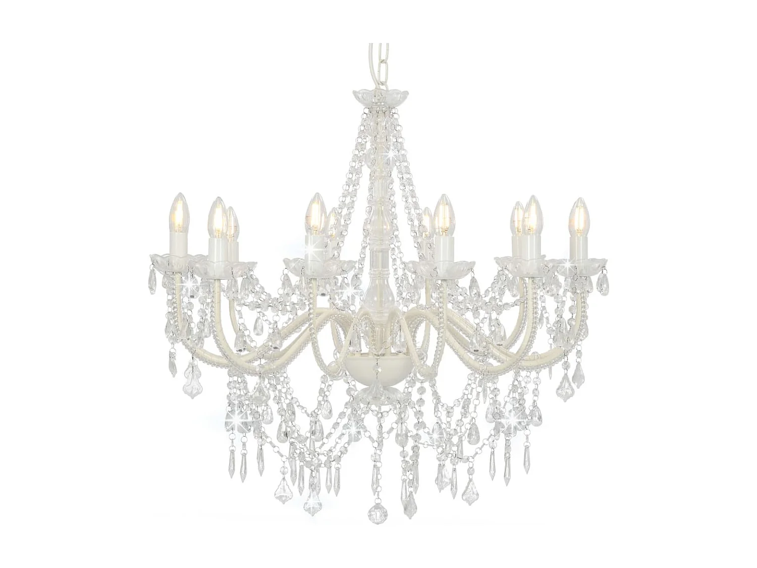 Lustre avec perles Blanc 12 ampoules E14 FR696402