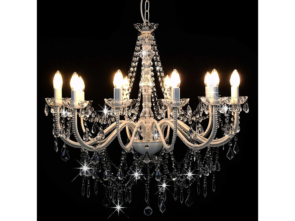 Lustre avec perles Blanc 12 ampoules E14 FR696402