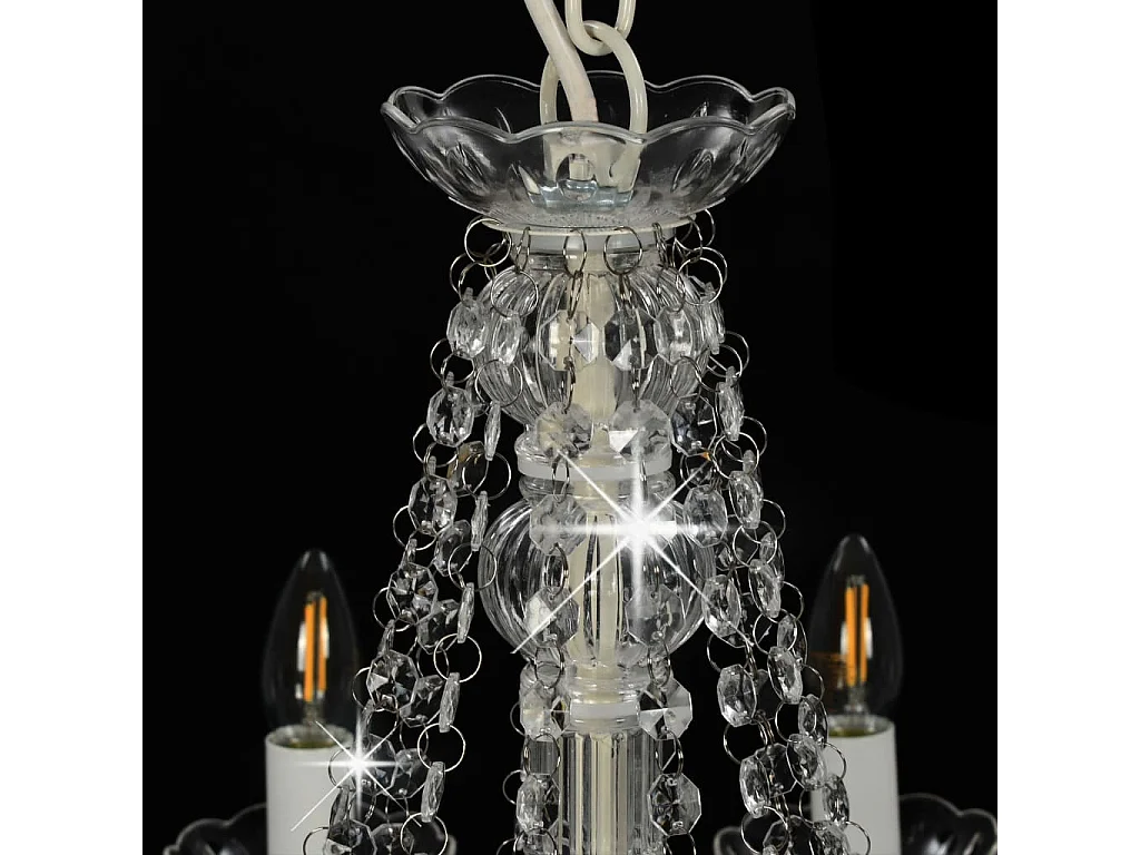 Lustre avec perles Blanc 12 ampoules E14 FR696402