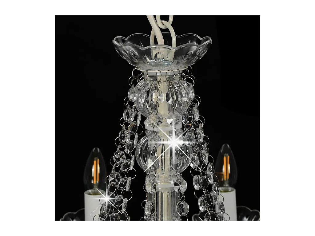 Lustre avec perles Blanc 12 ampoules E14 FR696402