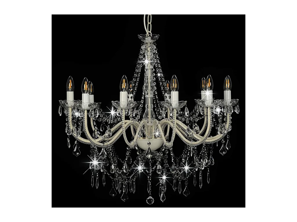 Lustre avec perles Blanc 12 ampoules E14 FR696402