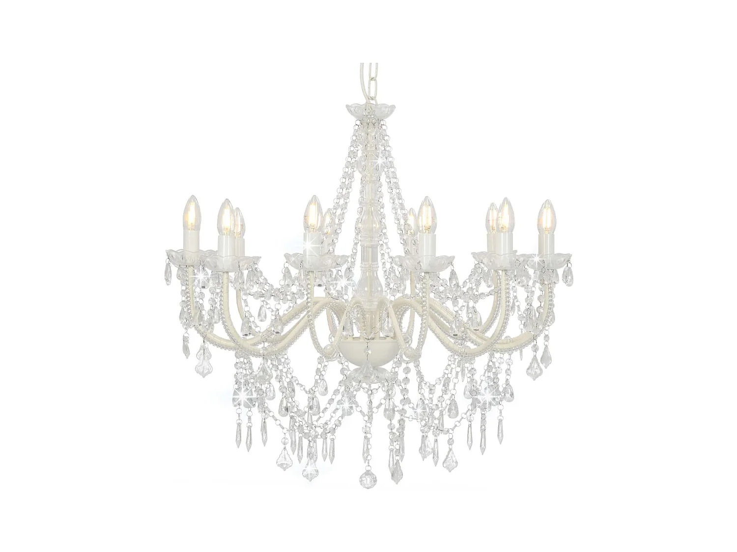 Lustre avec perles Blanc 12 ampoules E14 FR696402