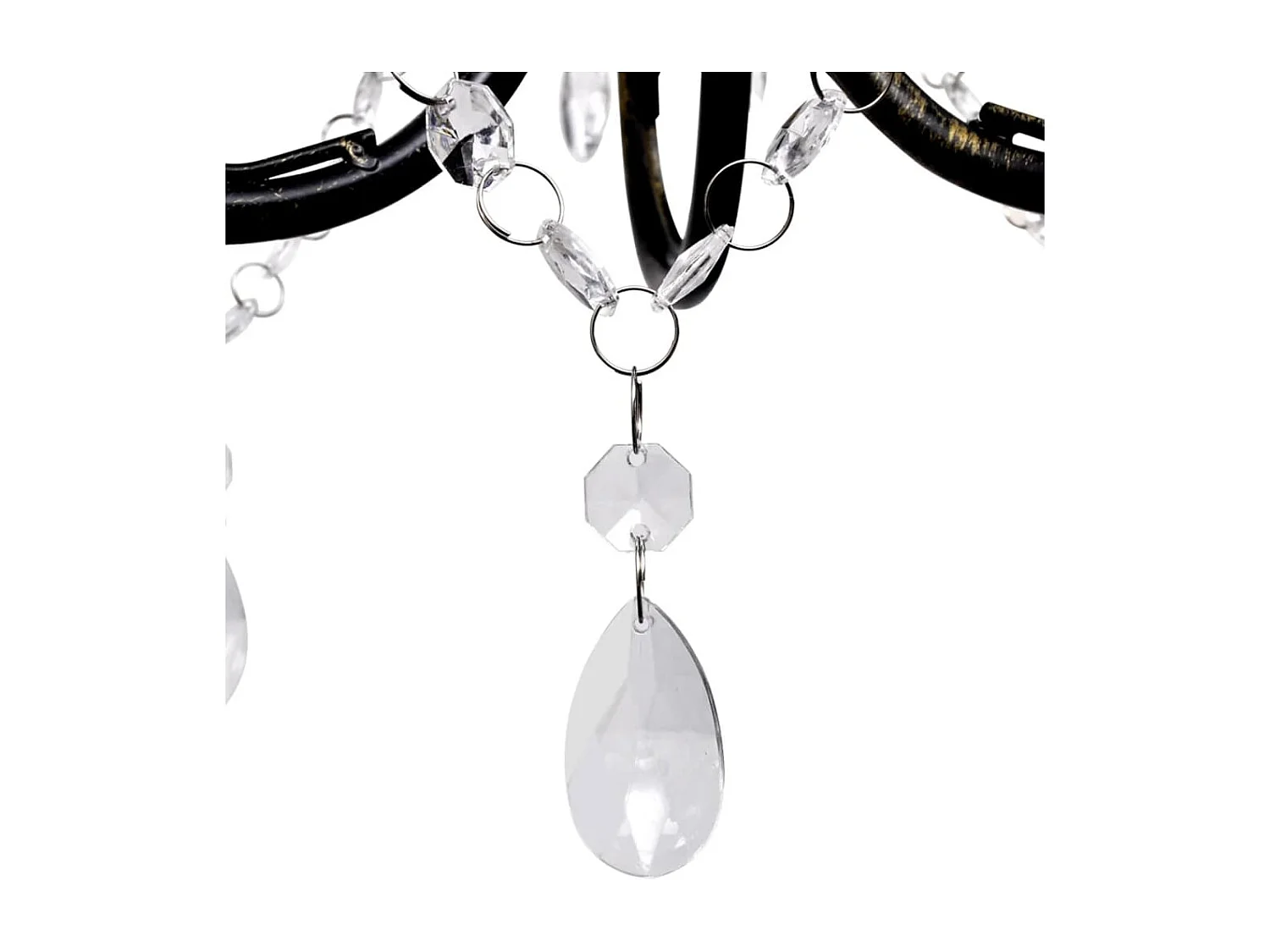 Lustre métal noir style art nouveau + perles crystal 3 x E14 Ampoules FR232955