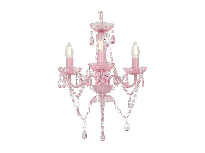 Lustre avec perles Rose Rond 3 x E14 FR894082