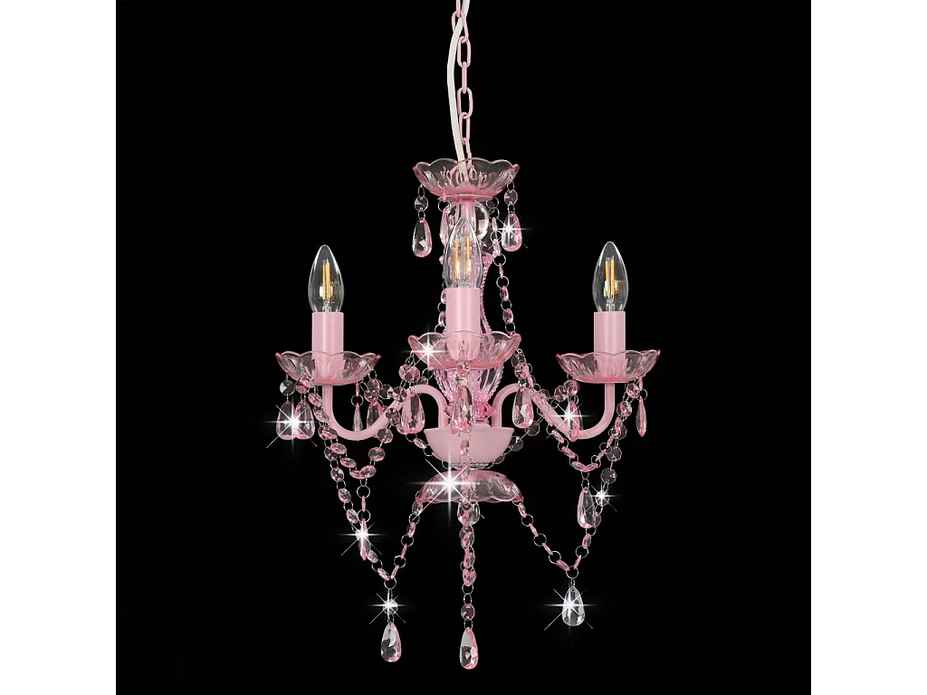 Lustre avec perles Rose Rond 3 x E14 FR894082