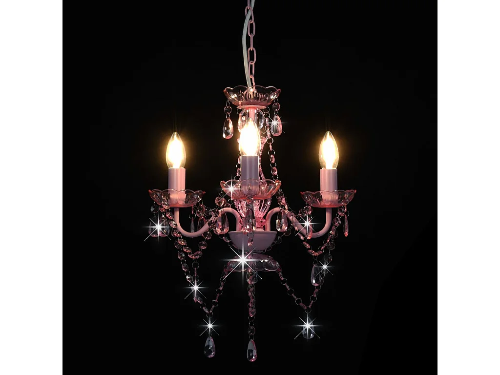 Lustre avec perles Rose Rond 3 x E14 FR894082