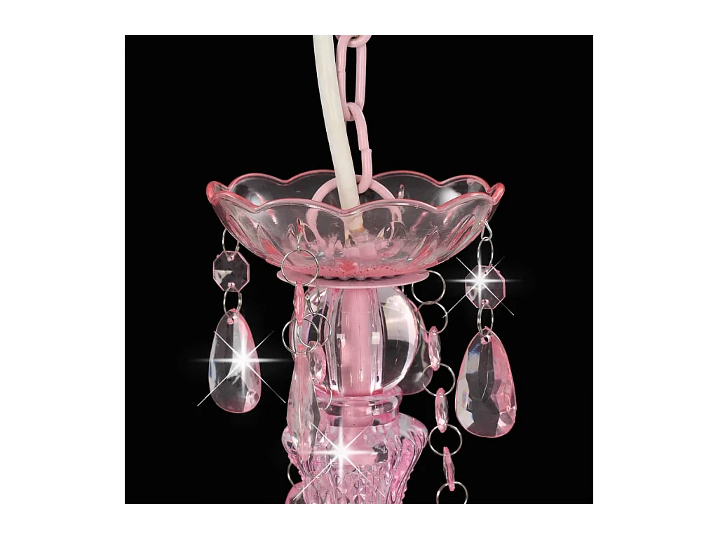 Kroonluchter met kralen rond 3xE14 roze BE452903