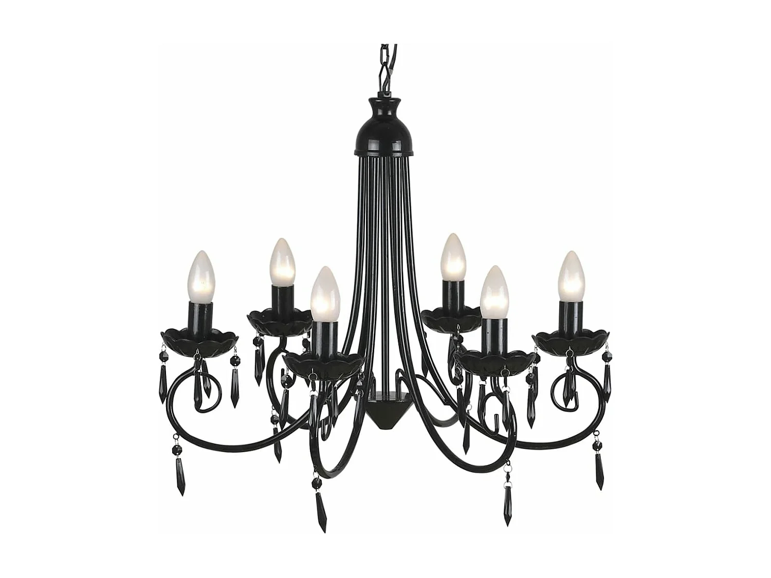 Lustre suspendu Noir 6 douilles d'ampoule FR840533