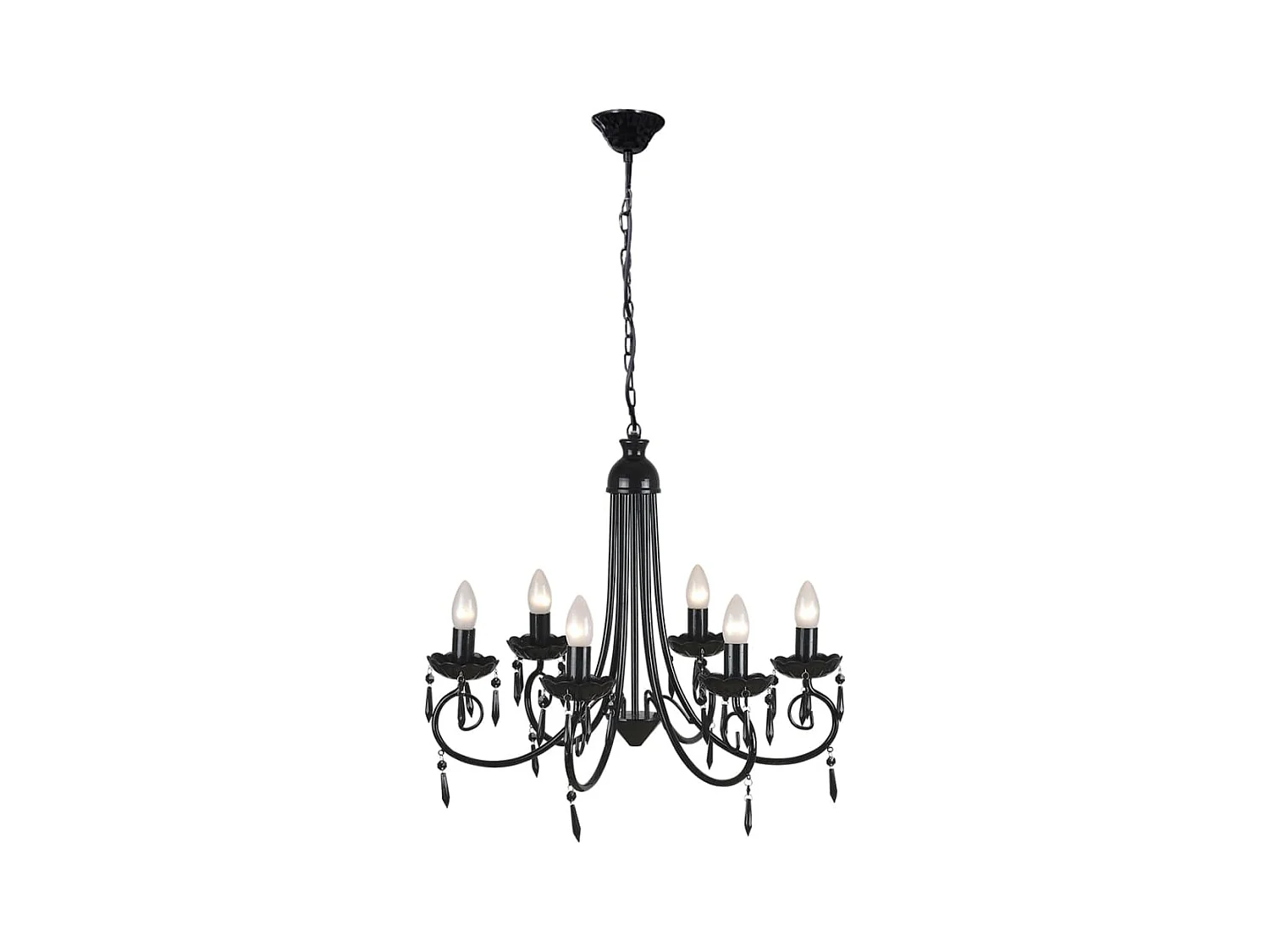 Lustre suspendu Noir 6 douilles d'ampoule FR840533