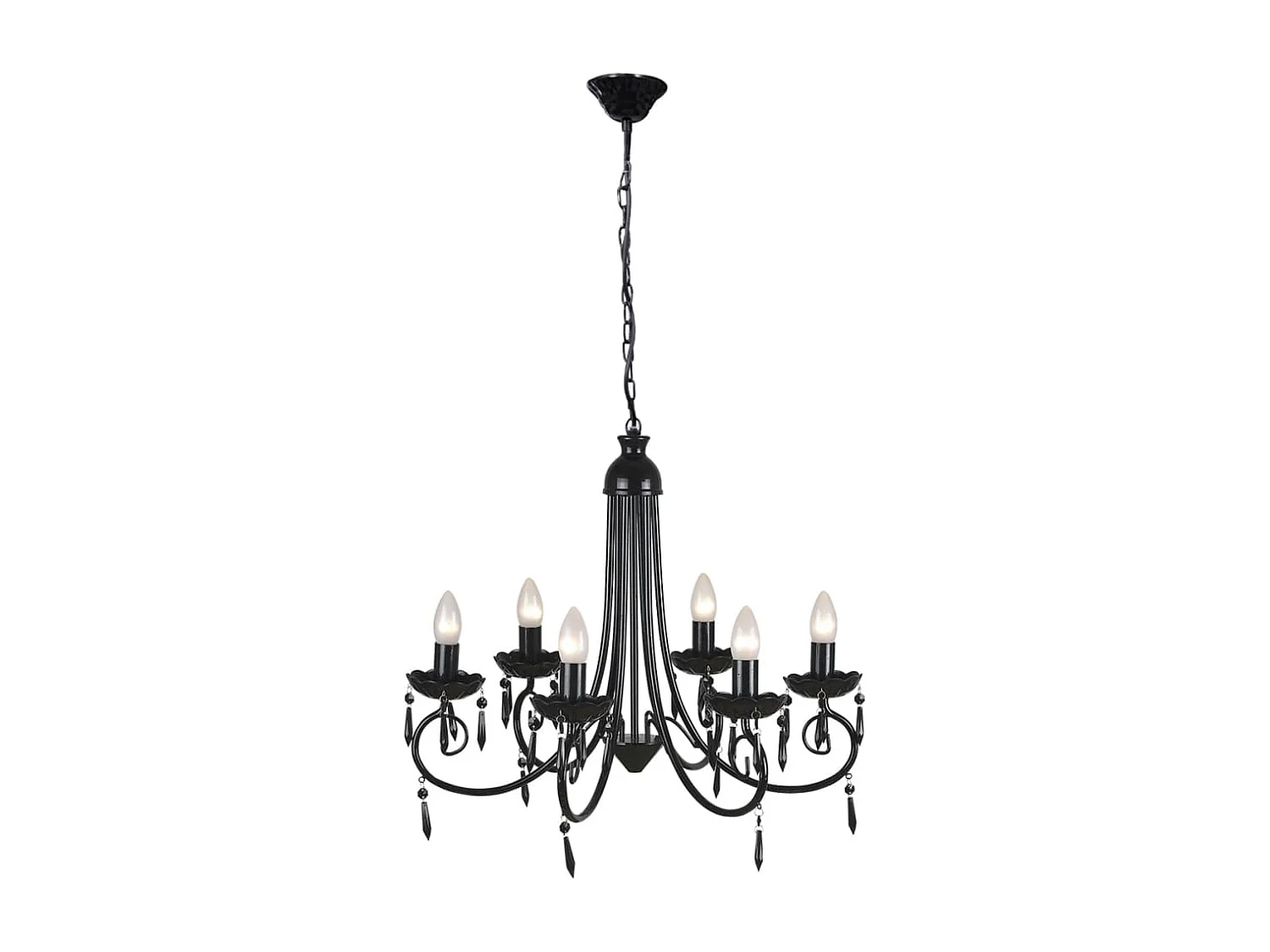 Lustre suspendu Noir 6 douilles d'ampoule FR840533