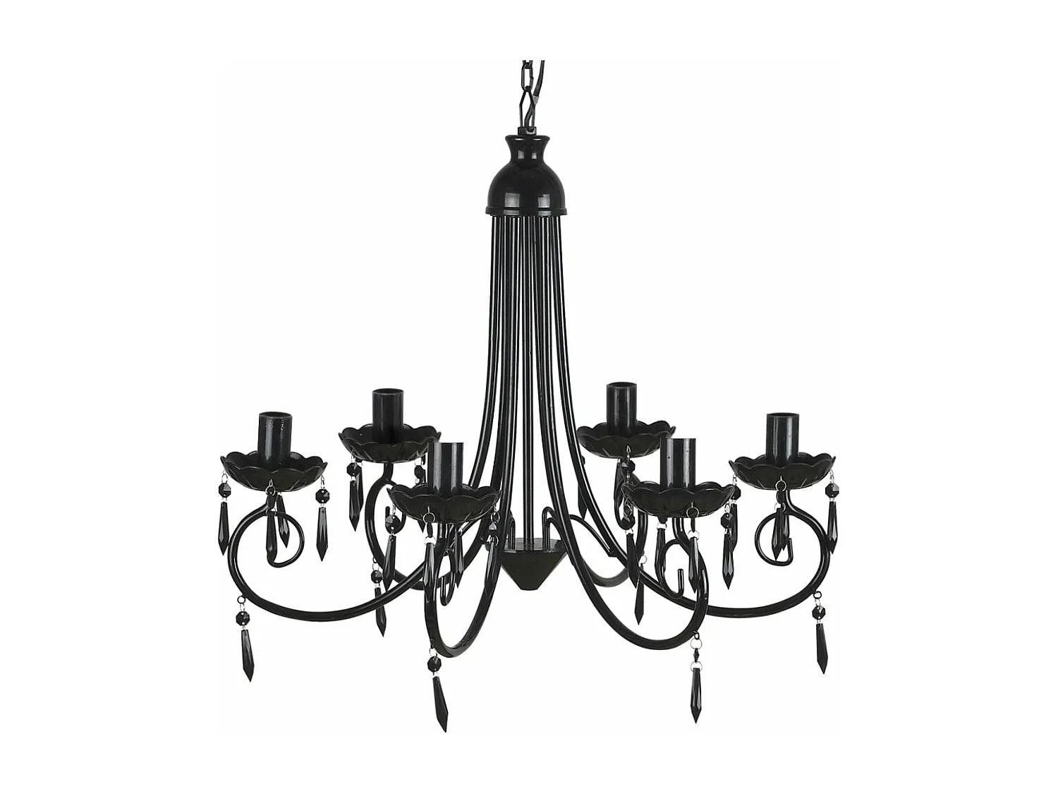 Lustre suspendu Noir 6 douilles d'ampoule FR840533