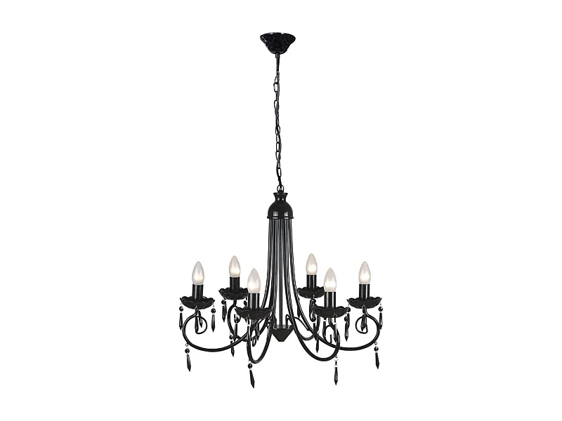 Lustre suspendu Noir 6 douilles d'ampoule FR840533