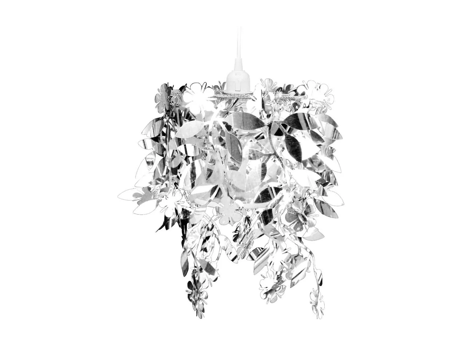 Lustre suspendu à feuilles paillette 21,5 x 30 cm Argenté FR943756