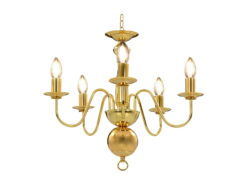 Lustre de 5 lâmpadas E14 dourado PT569752