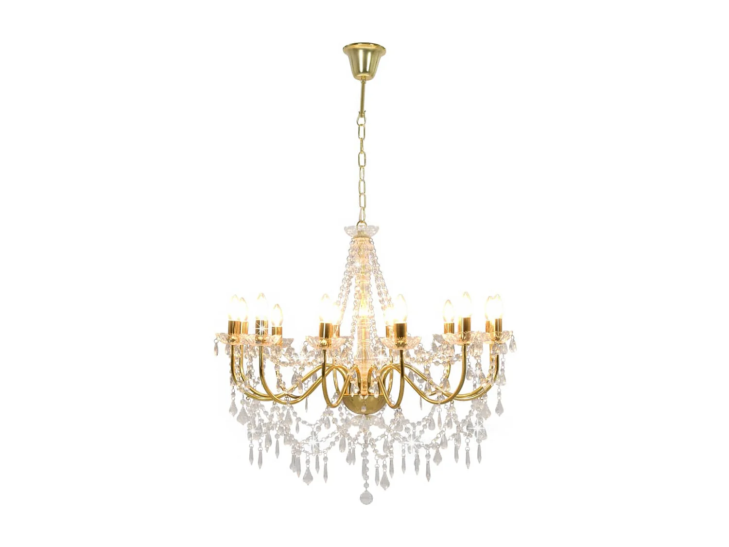 Lustre avec perles Doré 12 ampoules E14 FR160566