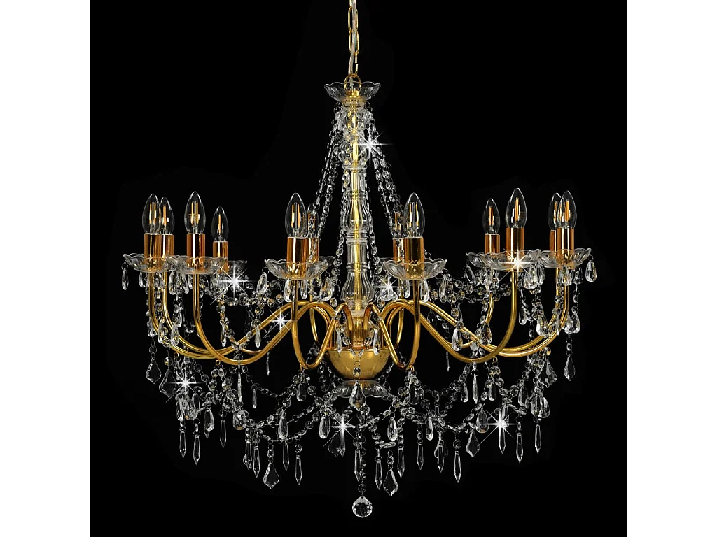 Lustre avec perles Doré 12 ampoules E14 FR160566