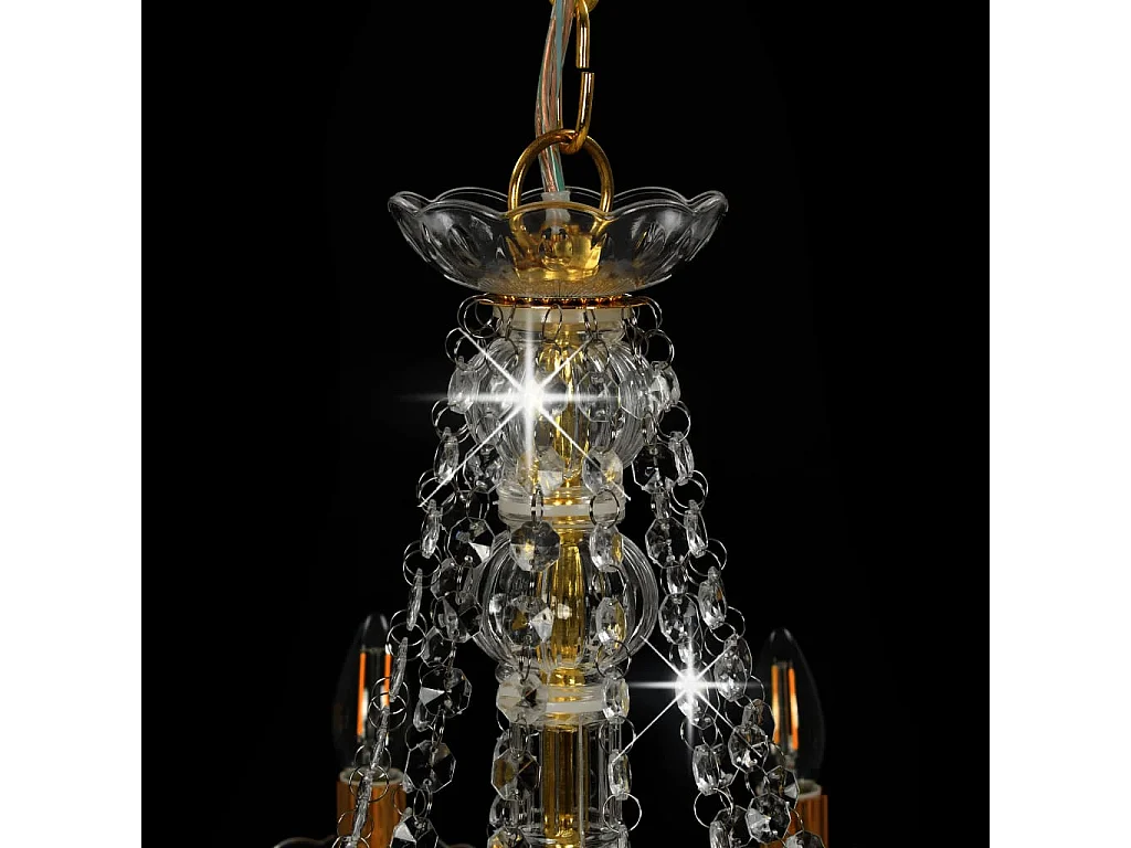 Lustre avec perles Doré 12 ampoules E14 FR160566