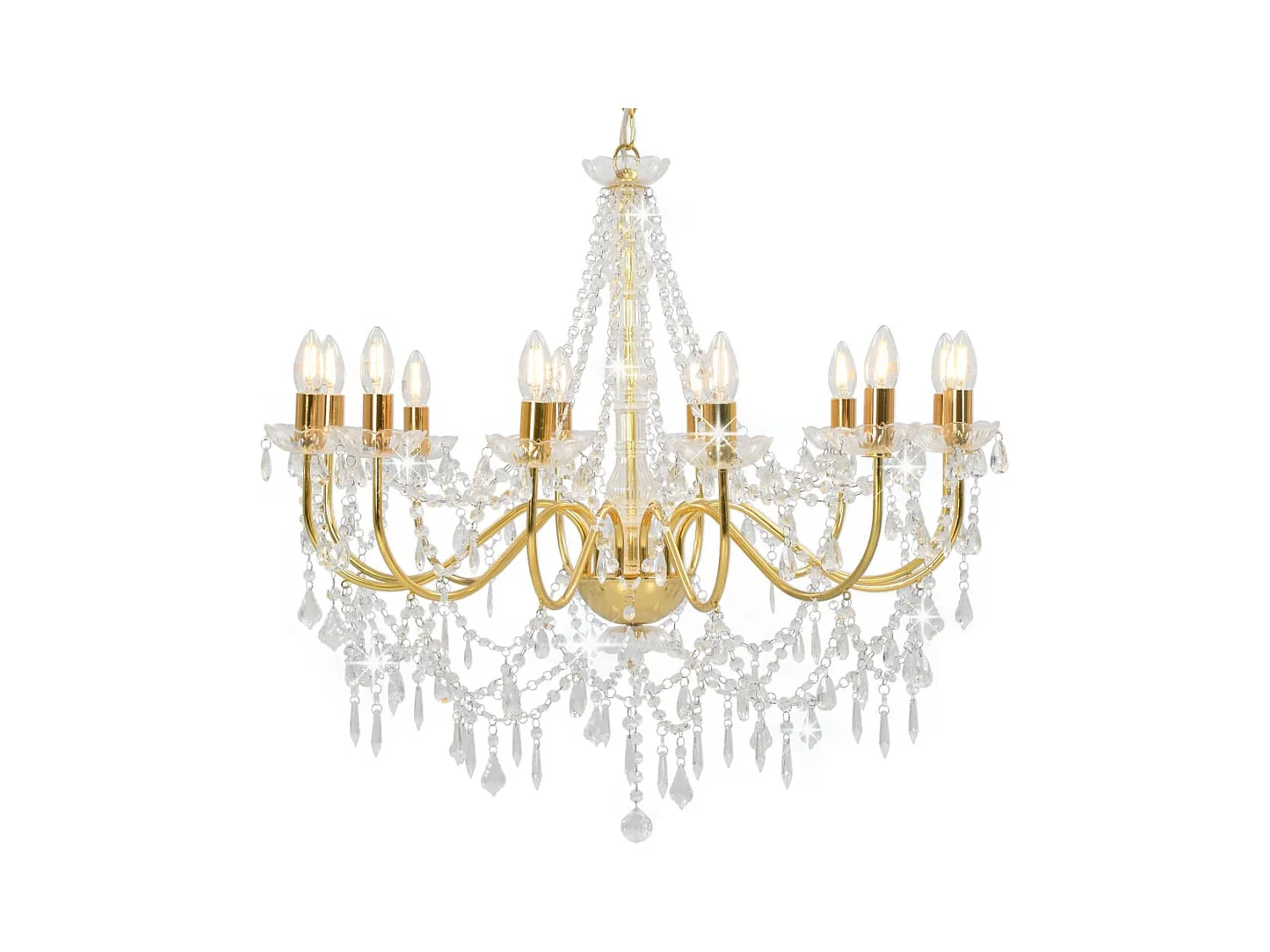Lustre avec perles Doré 12 ampoules E14 FR160566