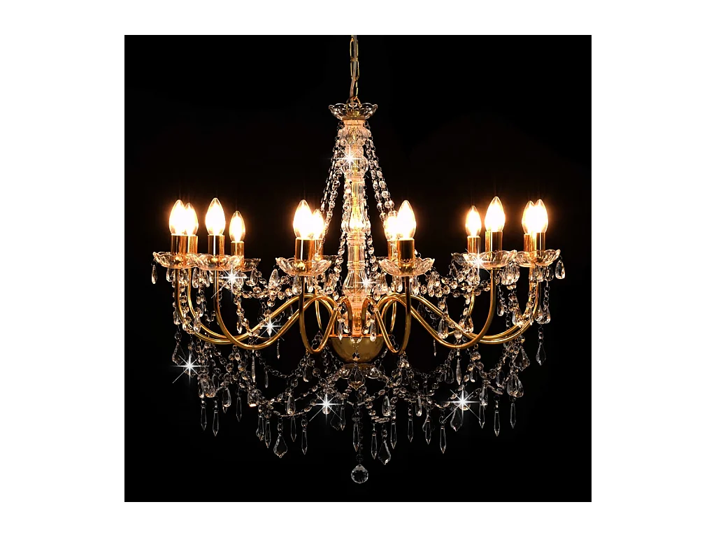 Lustre avec perles Doré 12 ampoules E14 FR160566