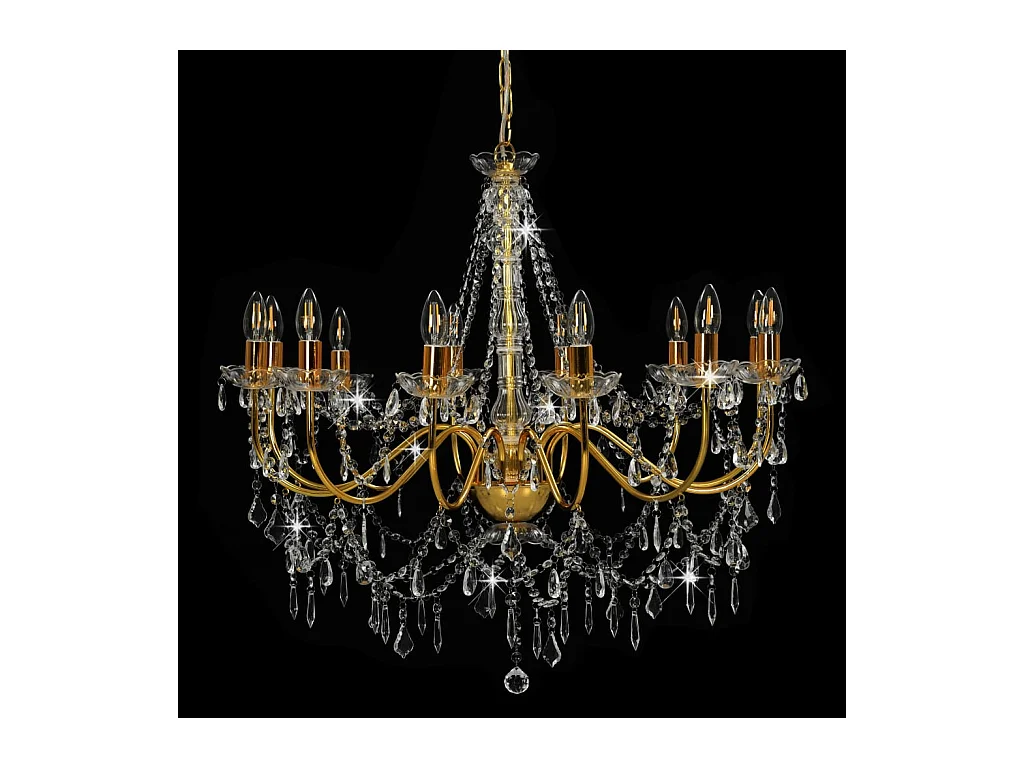 Lustre avec perles Doré 12 ampoules E14 FR160566