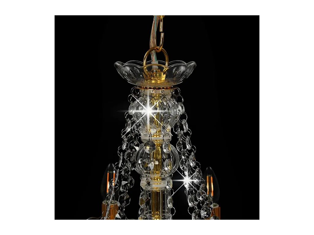 Lustre avec perles Doré 12 ampoules E14 FR160566
