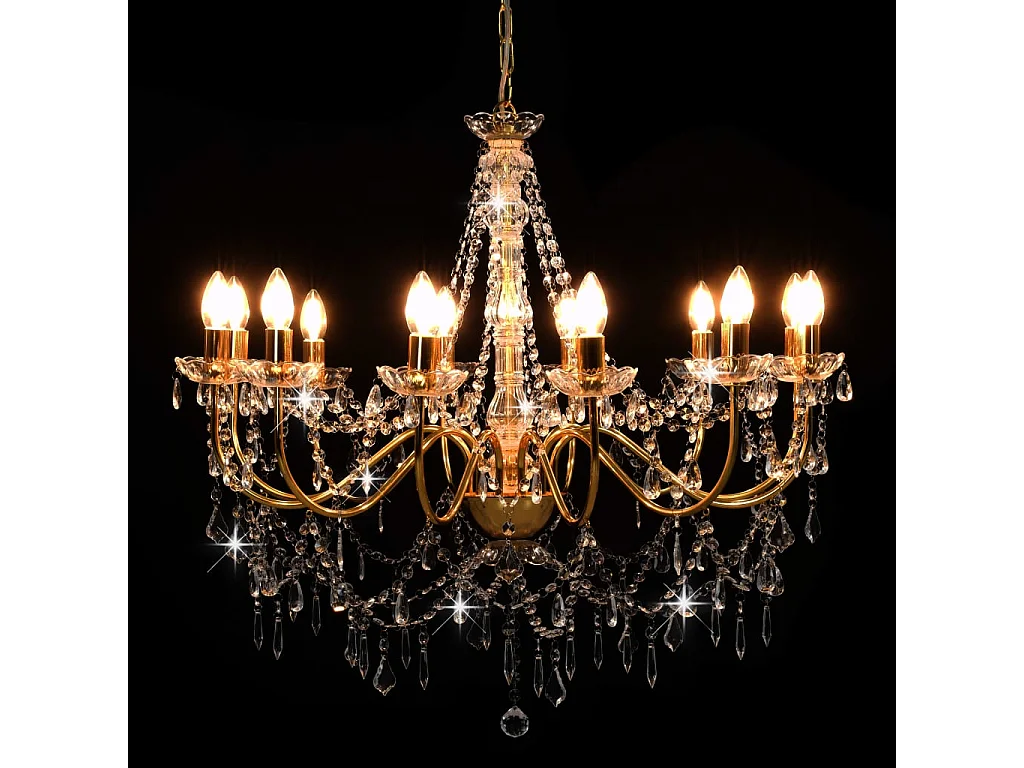 Lámpara de araña con cuentas dorado 12 bombillas E14 ES118916