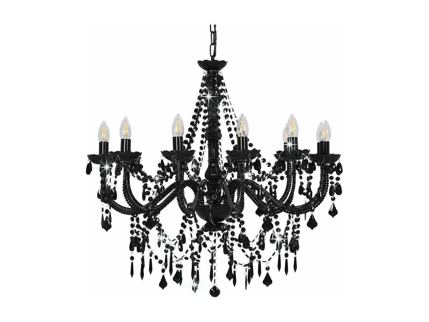 Lustre avec perles Noir 12 ampoules E14 FR769563