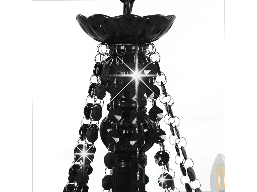 Lustre avec perles Noir 12 ampoules E14 FR769563
