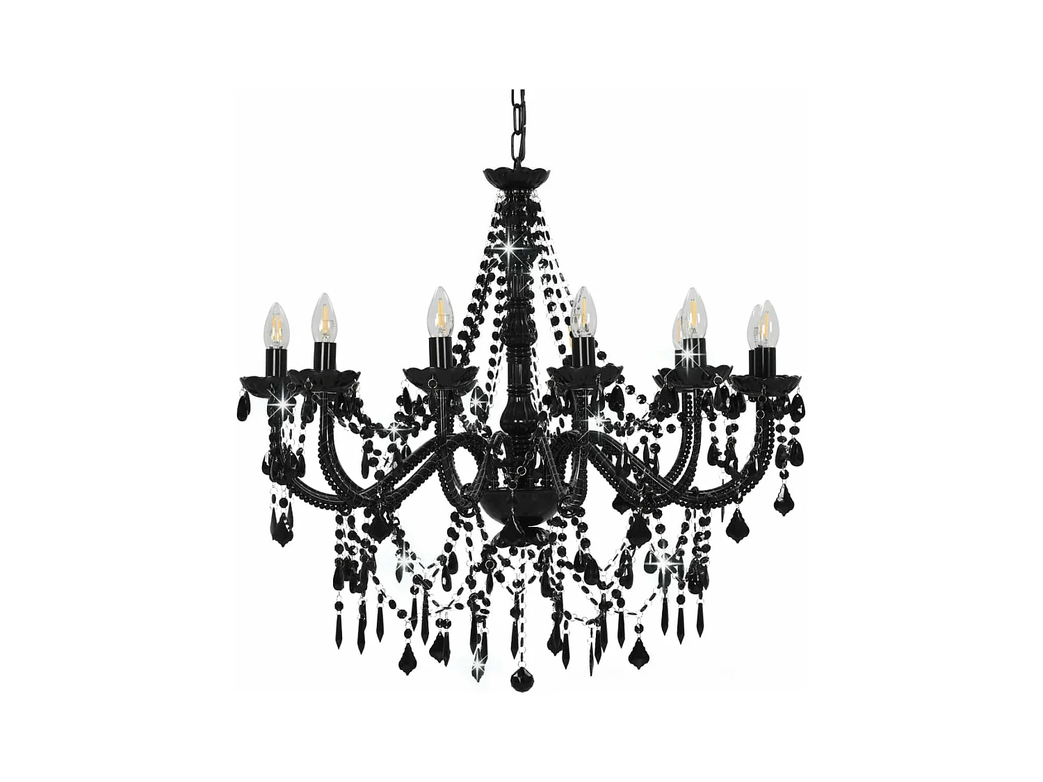 Lustre avec perles Noir 12 ampoules E14 FR769563