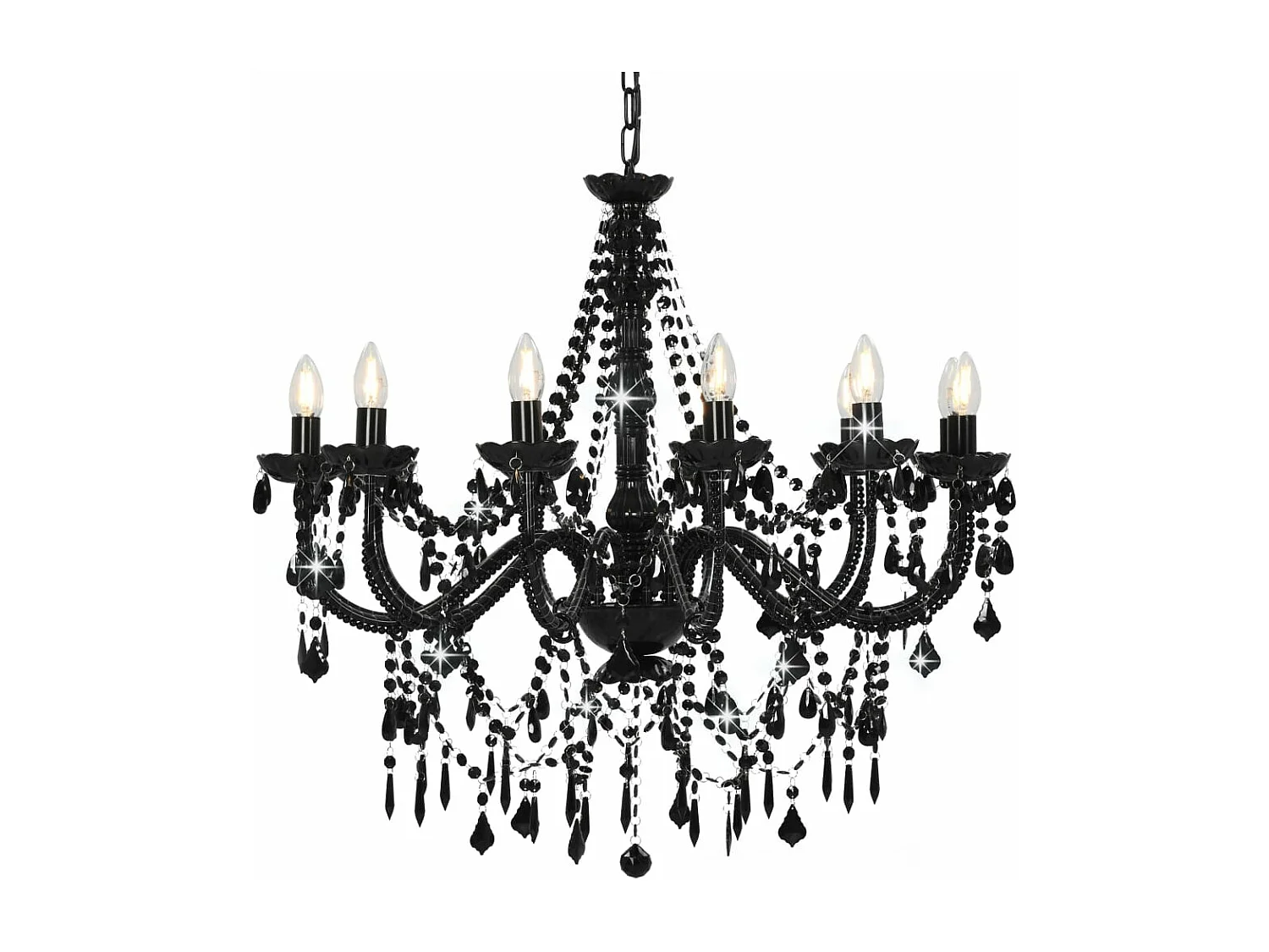 Lustre avec perles Noir 12 ampoules E14 FR769563