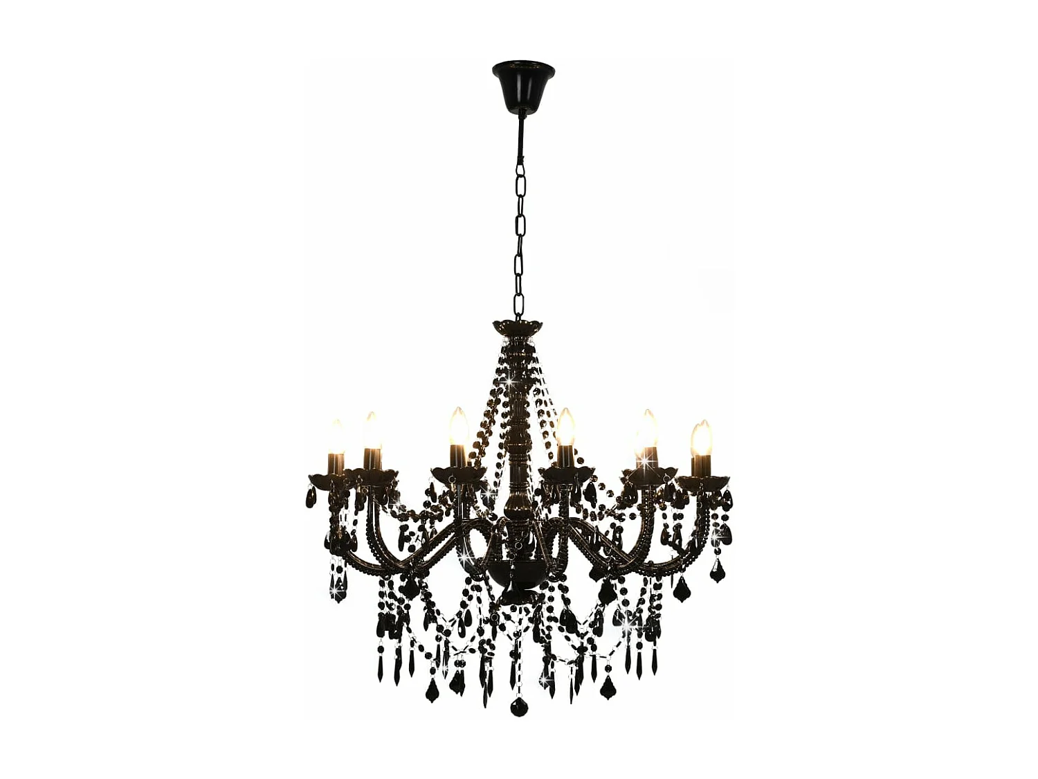 Lustre avec perles Noir 12 ampoules E14 FR769563