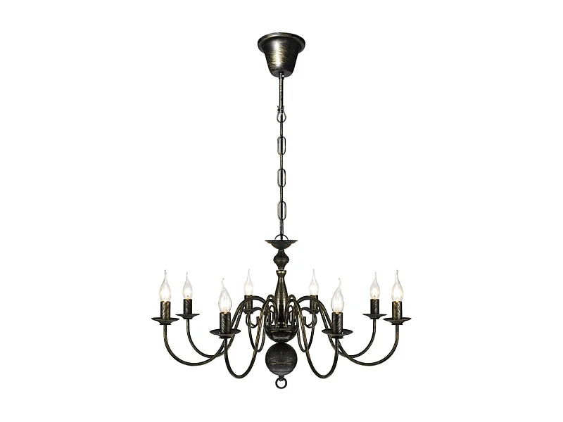 Candelabro de metal preto antigo com 8 lâmpadas E14 PT756797
